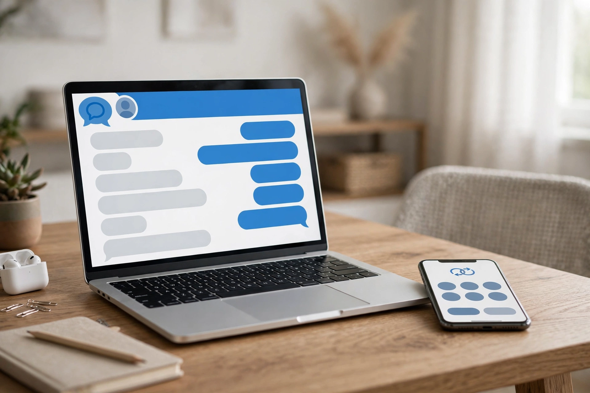 Laptop und Smartphone mit Signal Desktop – Messenger einrichten
